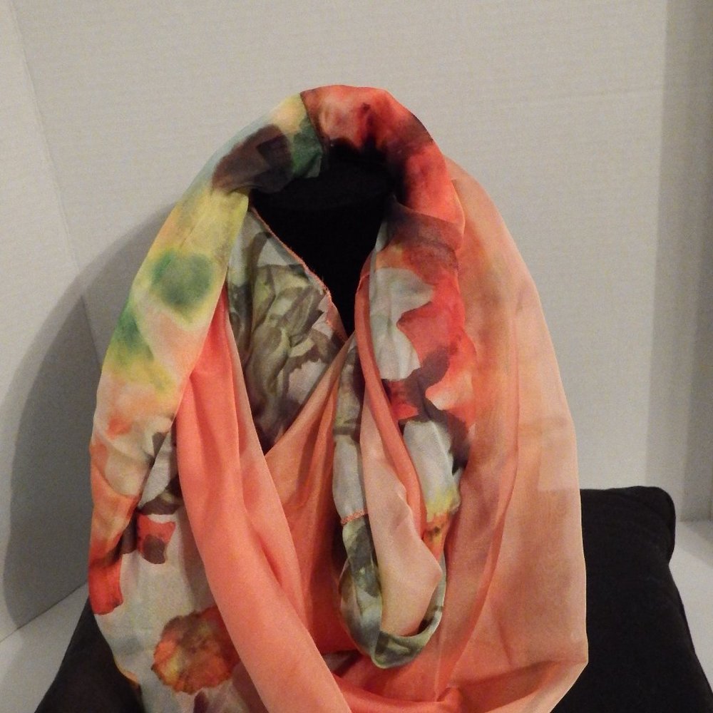Coral- multi-color Infinity Scarf by Kimberly C.